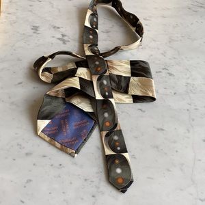 Green and white patterned with polkadot tie men’s